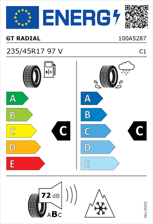 Tyre Label for GT Radial CHAMPIRO WinterPro HP 235/45R17 97V